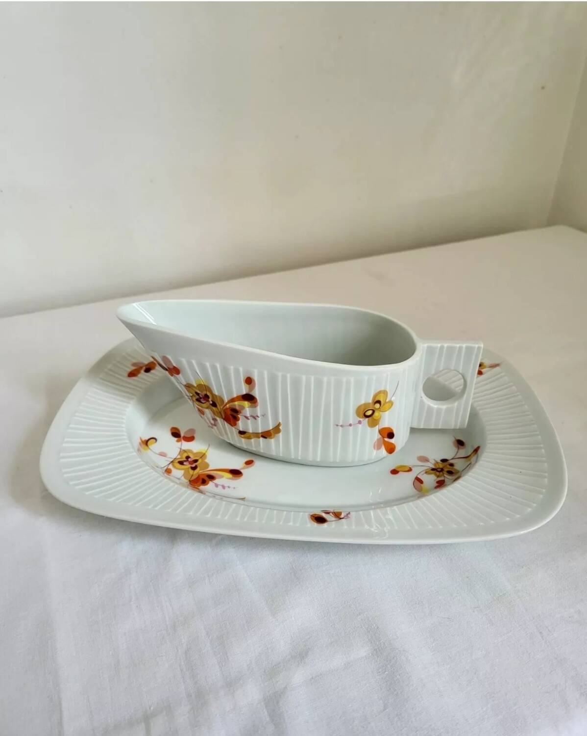 Haviland Limoges Gravy Boat and Porcelain Tray, Vintage