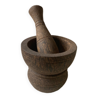 Wooden mortar and pestle