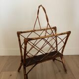 Vintage cannage and wicker newspaper holder