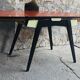 Vintage table with extension cords and orange-red formica drawers feet compass - 1960