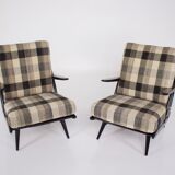 Paire de fauteuils laqués noirs 1950s