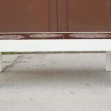 Table low space age in wood and ceramics 1970s