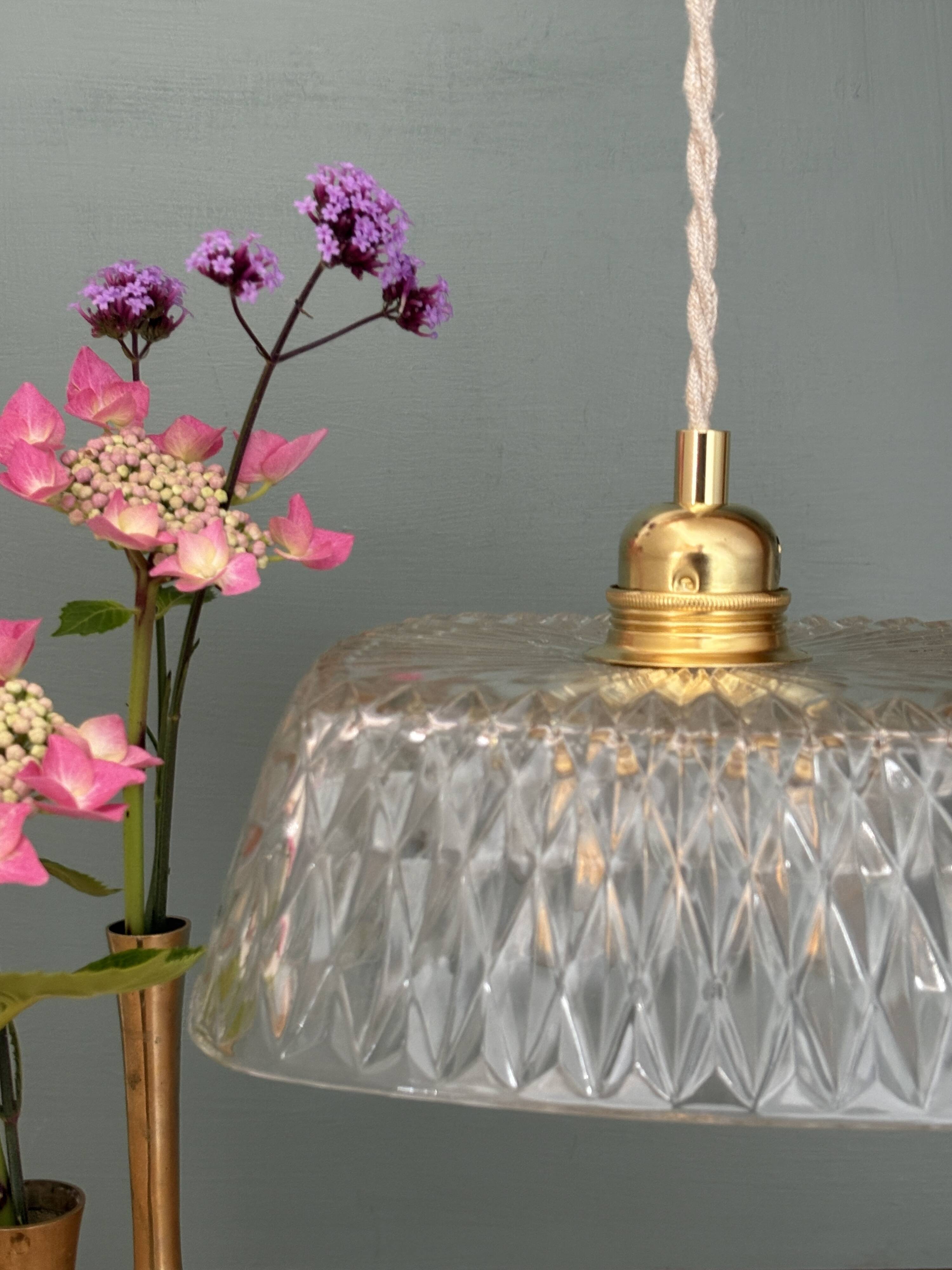 Vintage square glass pendant light - tableware collection -