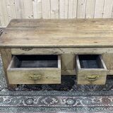 Chestnut coffee table XIXth with 3 drawers and extensions