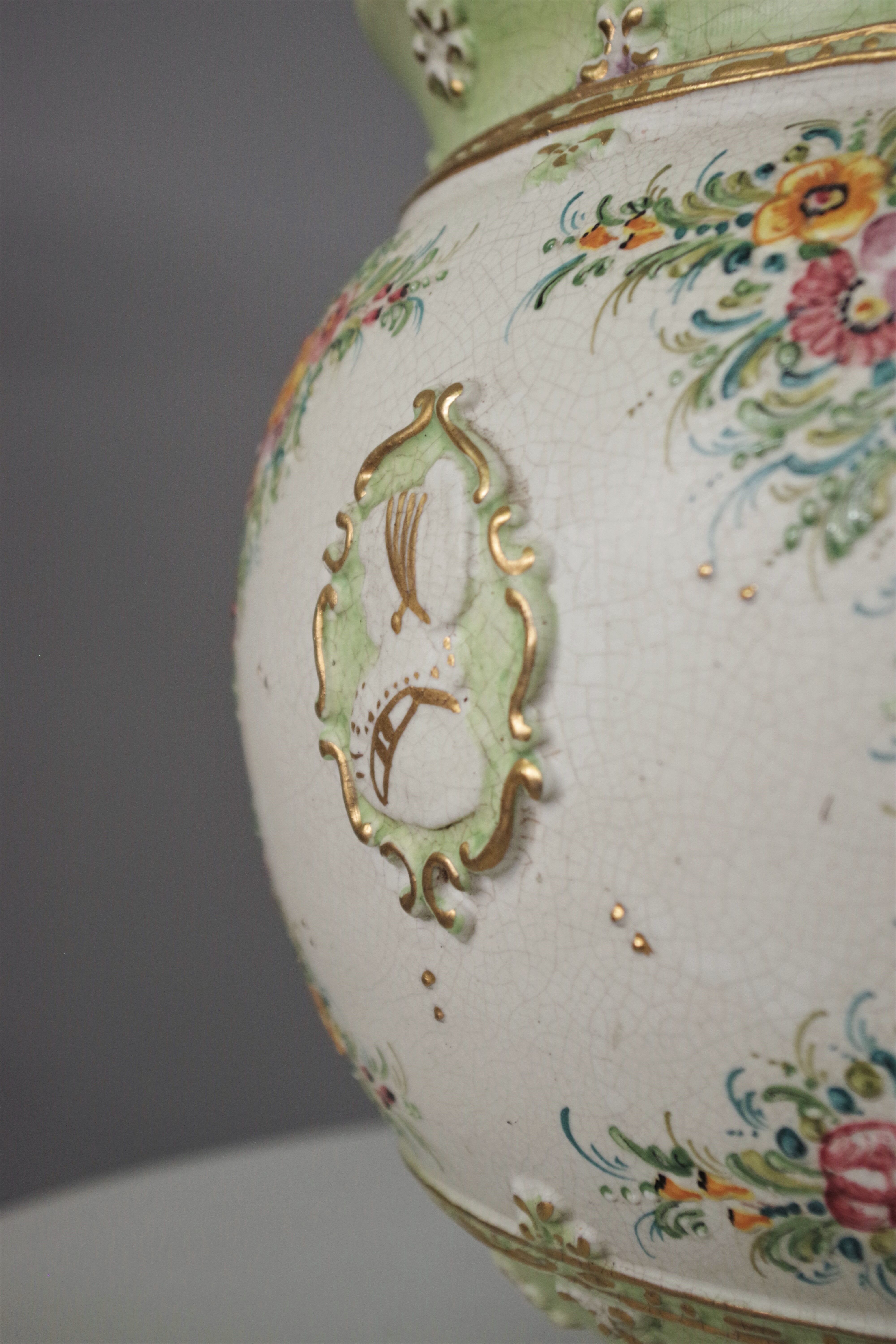 Hand-decorated G. Deruta vase, 1970s