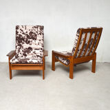 Paire de fauteuils danois en teck et repose pieds, 1960
