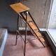 Vintage iron and wood stepladder with 5 steps