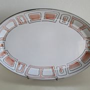 Plat de service ovale en grès de niderviller.modèle maille vintage