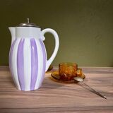 Purple striped teapot with lid strainer