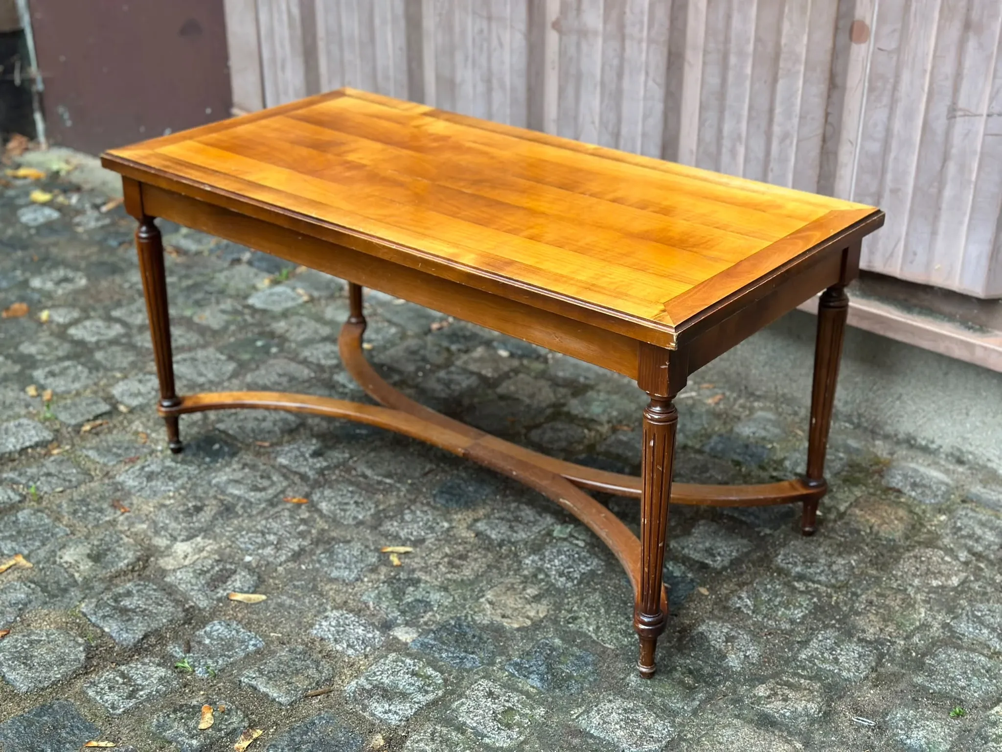 Louis XVI style coffee table in stained cherry wood 95x50cm 1970