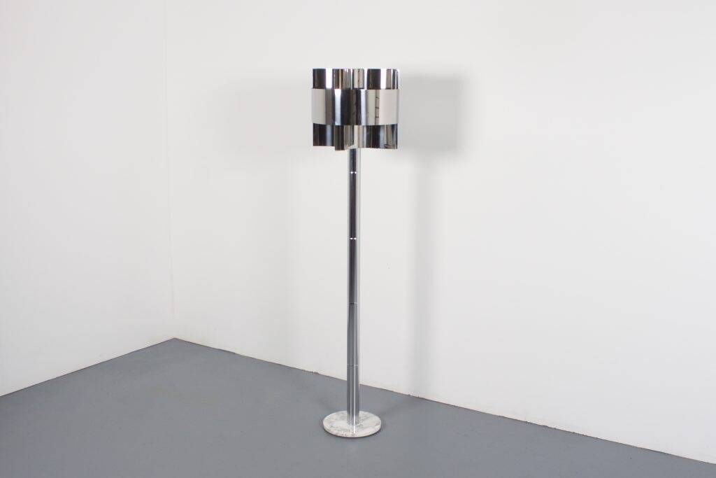 1970s Chrome and Marble Floor Lamp