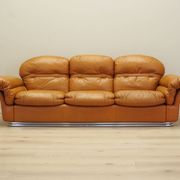 Orange leather sofa, Space Age design, 1960s, production: Italy