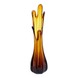 Vintage amber glass vase 1970