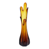 Vintage amber glass vase 1970