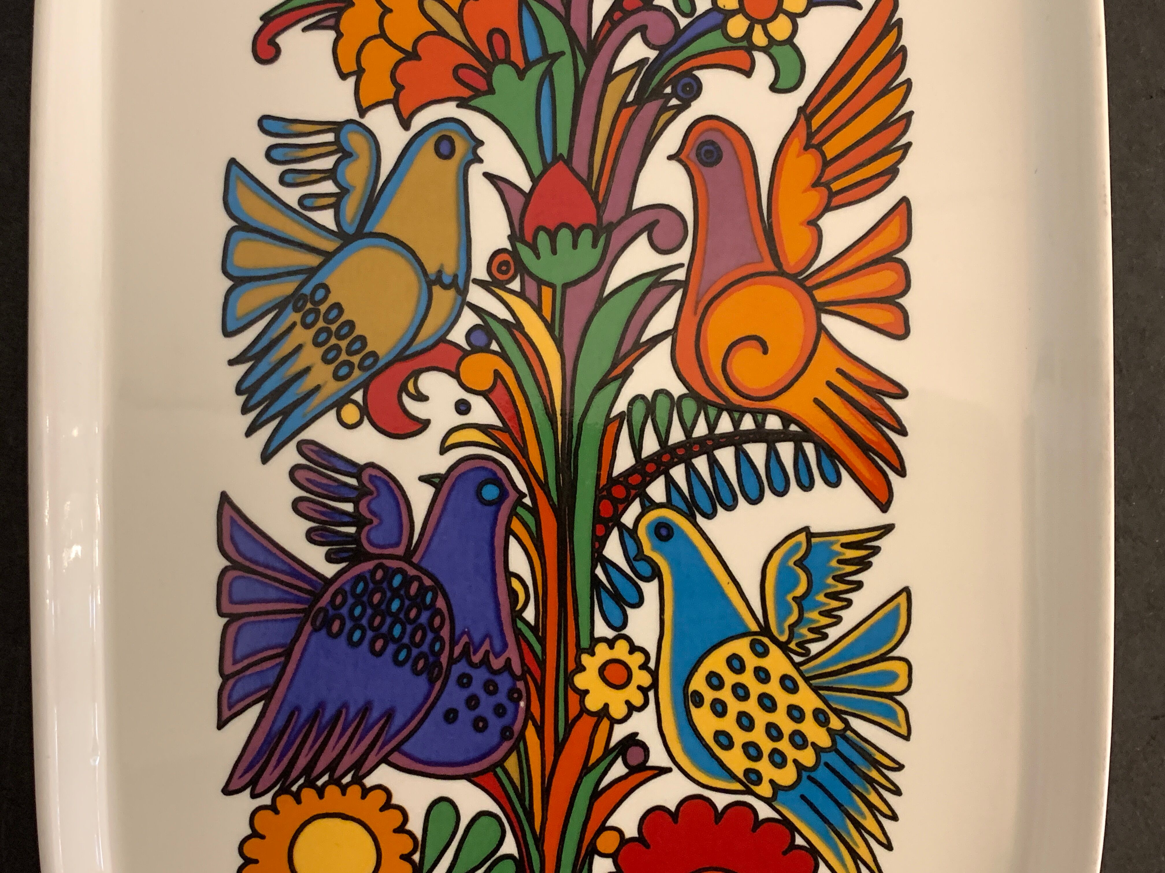 Porcelain vitro plate, Acapulco model by Villeroy and Boch, 34 x 16 cm