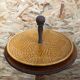 Ancien plat plateau fromage gien céramique beige décor feuilles + bois vintage