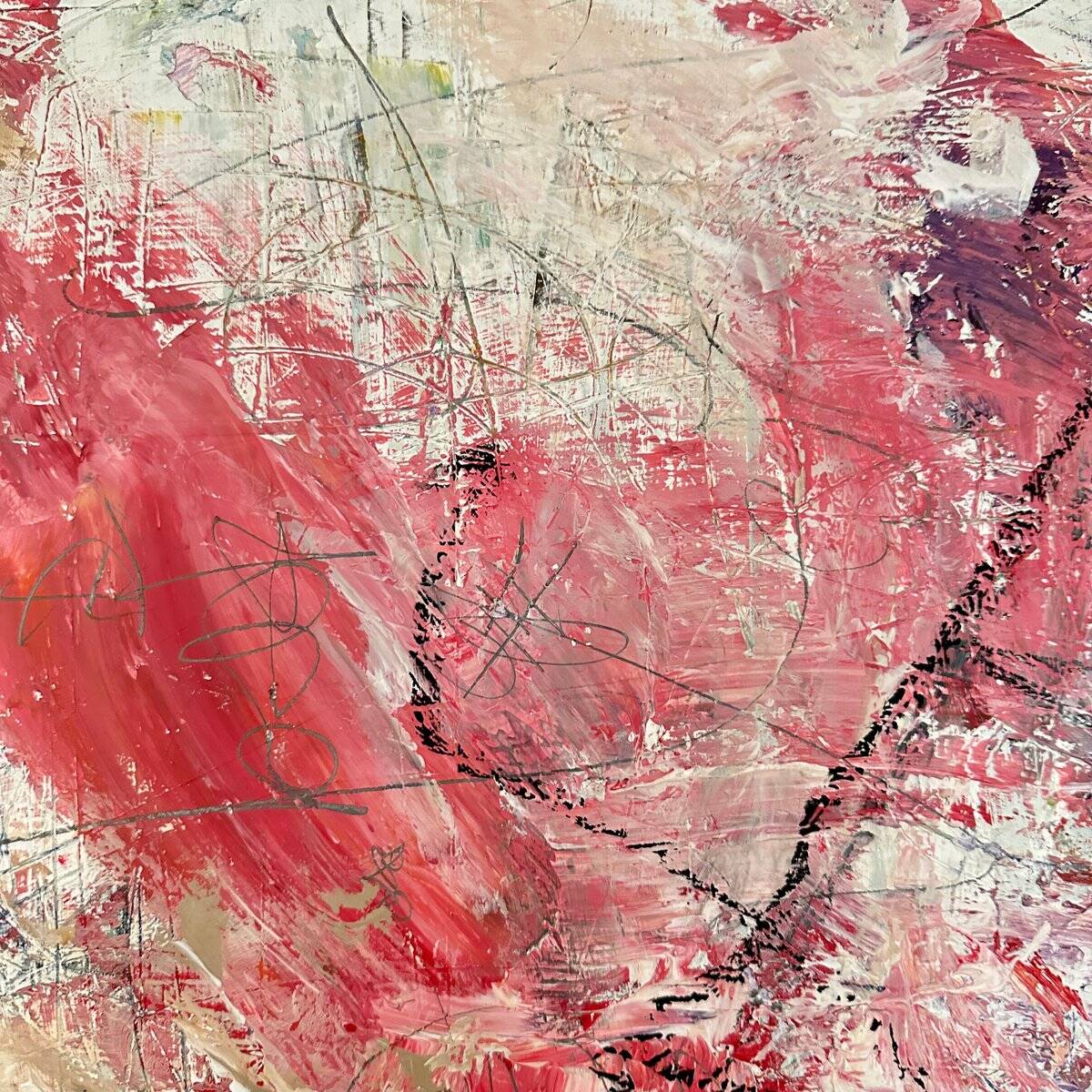 Felix Bachmann, Abstract Composition in Red and White, 2024, Mixed Media