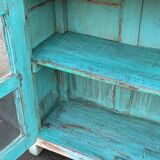 Small blue wooden display case