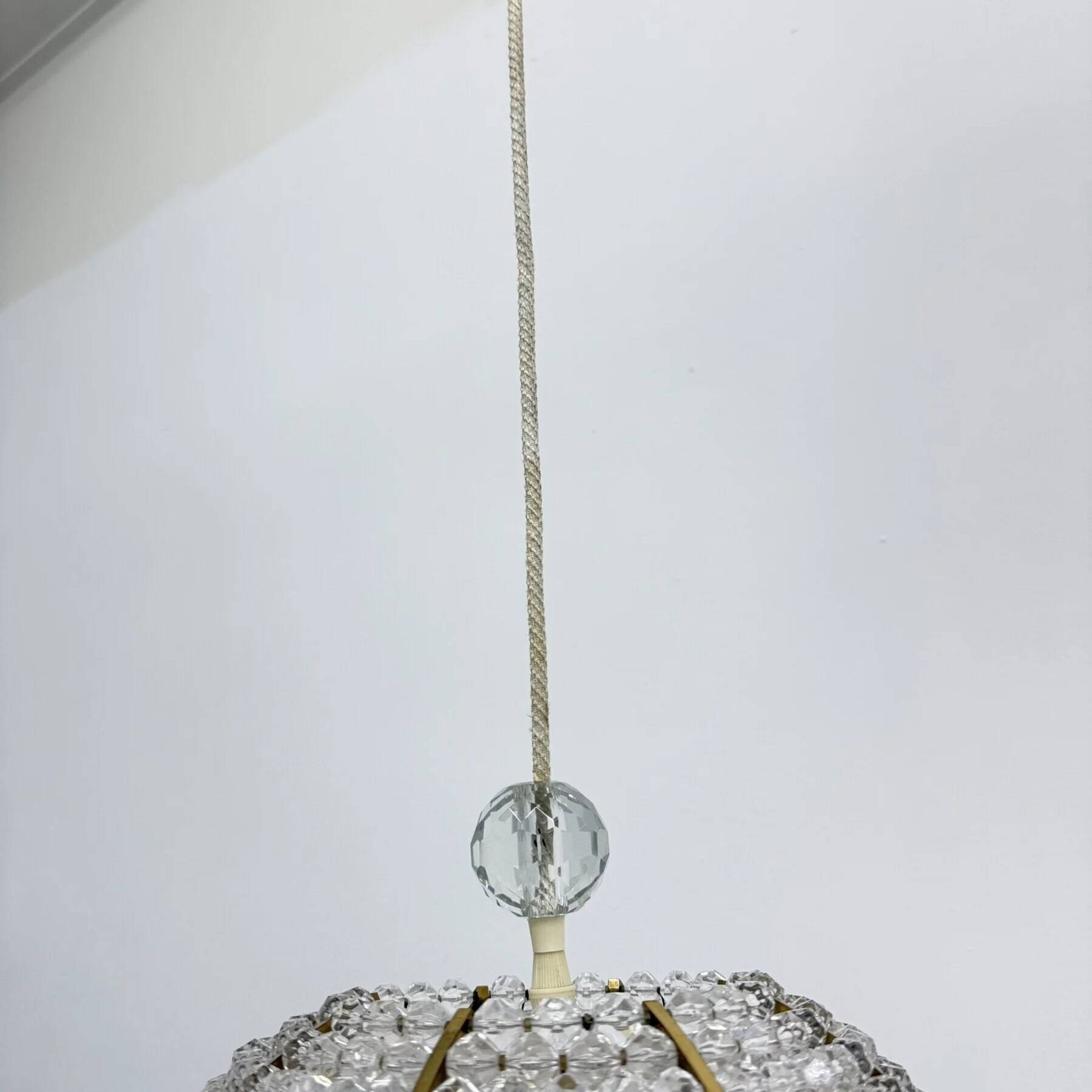 Brass & acrylic ball hanging lamp pendant by Emil Stejnar, 1950s