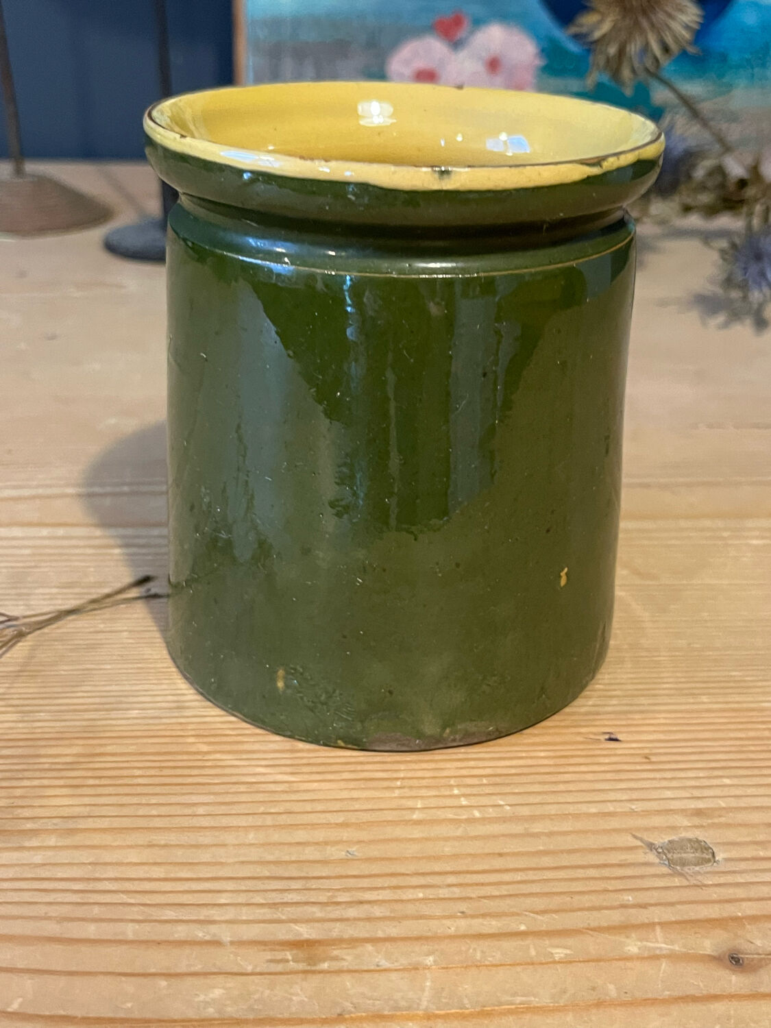 Old jam jar with pear pattern - Savoyard pottery