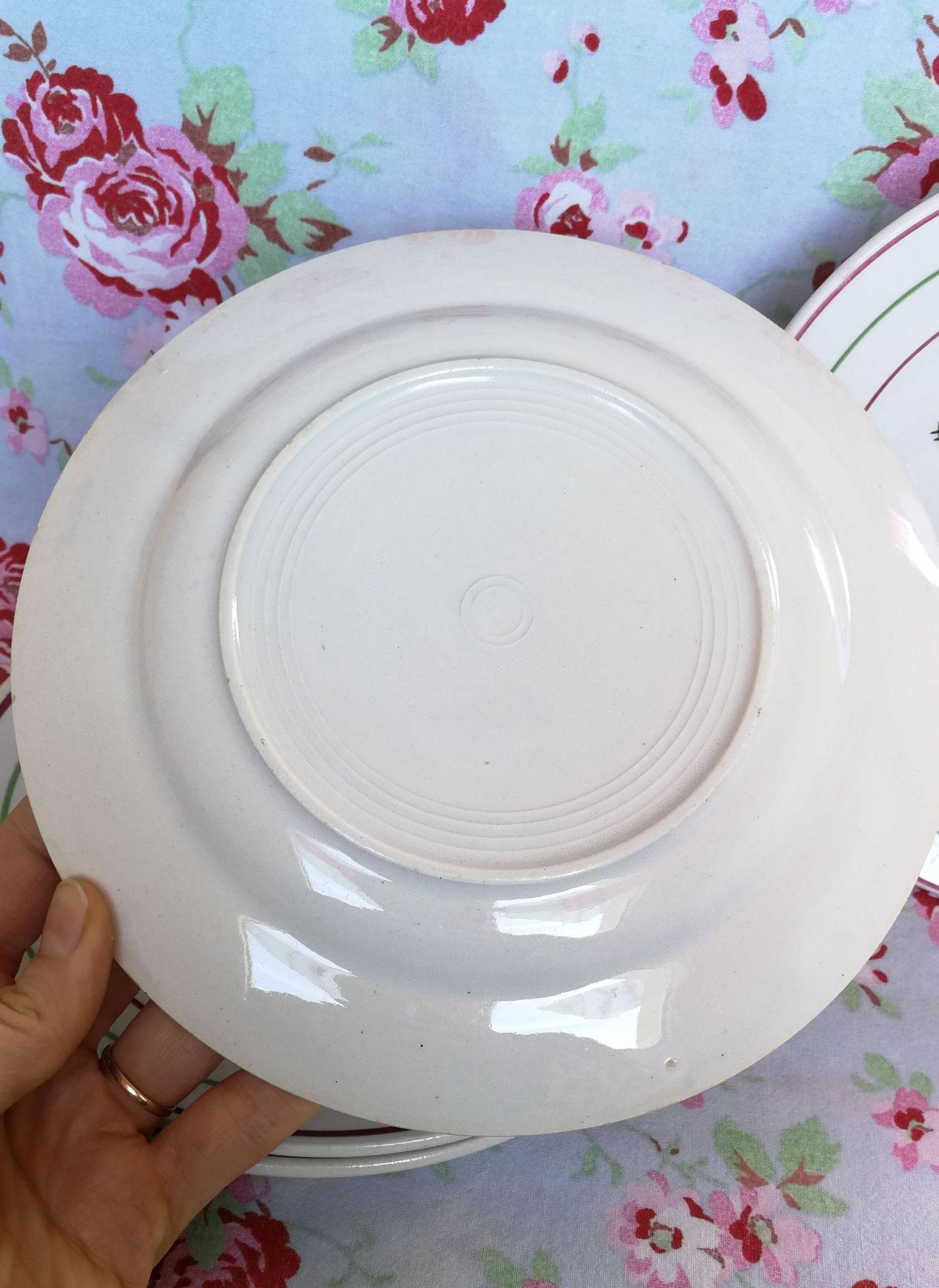 4 plates at dessert K&G Luneville "Imperial Flan" geometric pattern