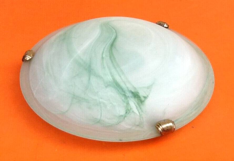 Wall lamp / ceiling lamp satin curved glass cover with marbled green effect