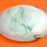 Wall lamp / ceiling lamp satin curved glass cover with marbled green effect