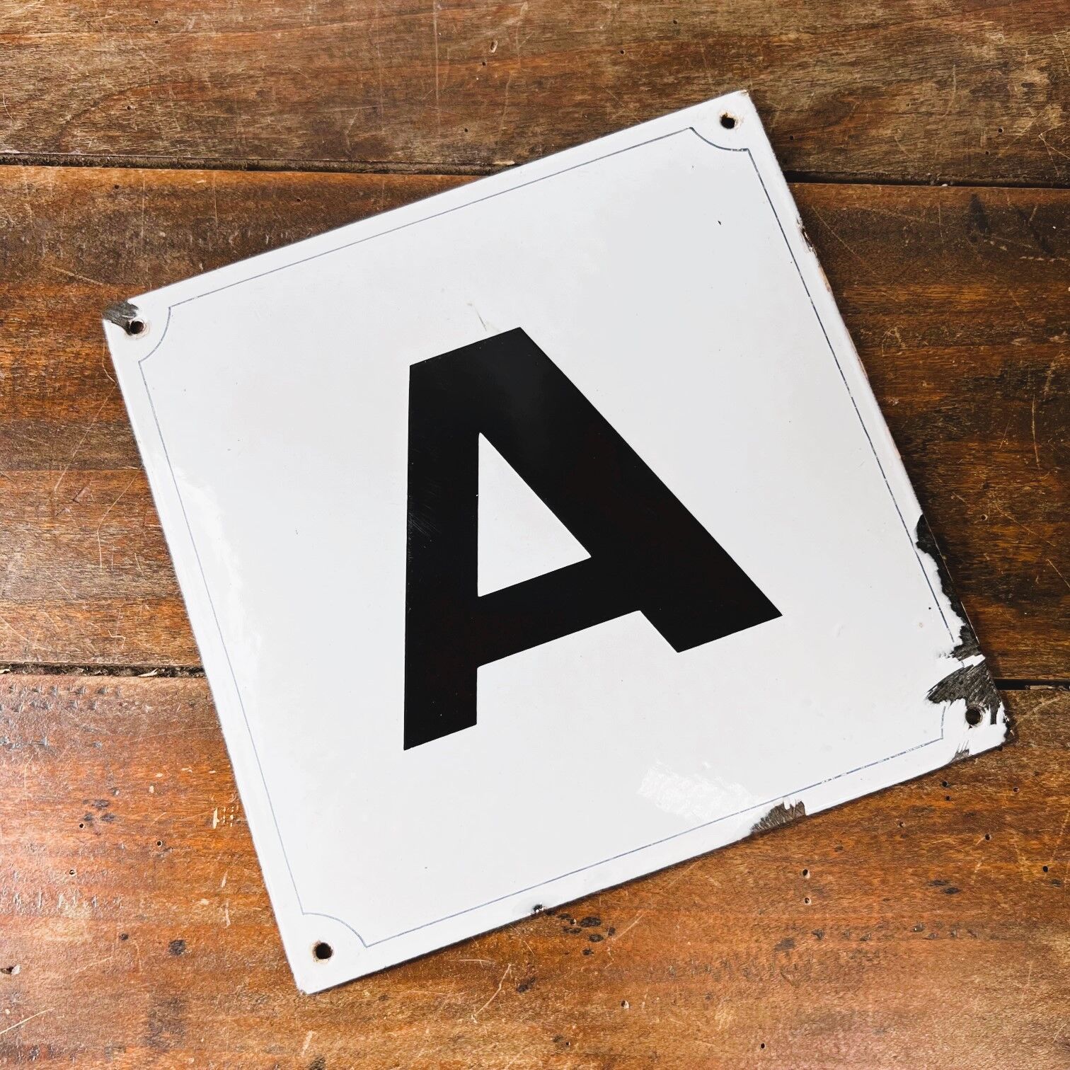 Curved enamelled plate "Letter A"