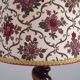 French Vintage Round Wooden Barley Twist Table Lamp With Floral Shade