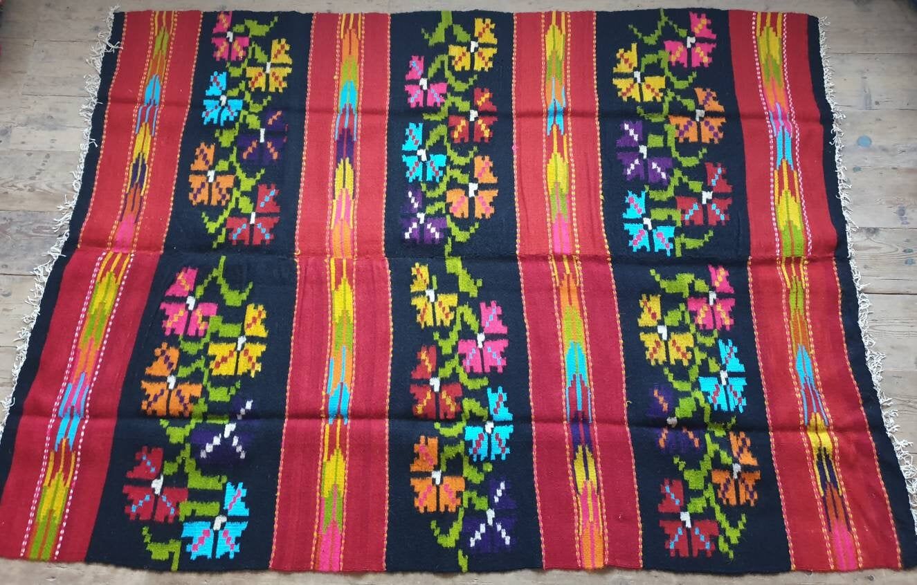 Kilim fleurs en laine faite à la main 256x150cm