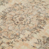 Tapis beige turc noué à la main des années 1980 204 cm x 310 cm