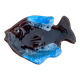 Coupelle forme poisson bleu et marron Vallauris