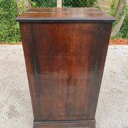 19th-century secretary chiffonnier in walnut burl & gilded leather with brass fittings.