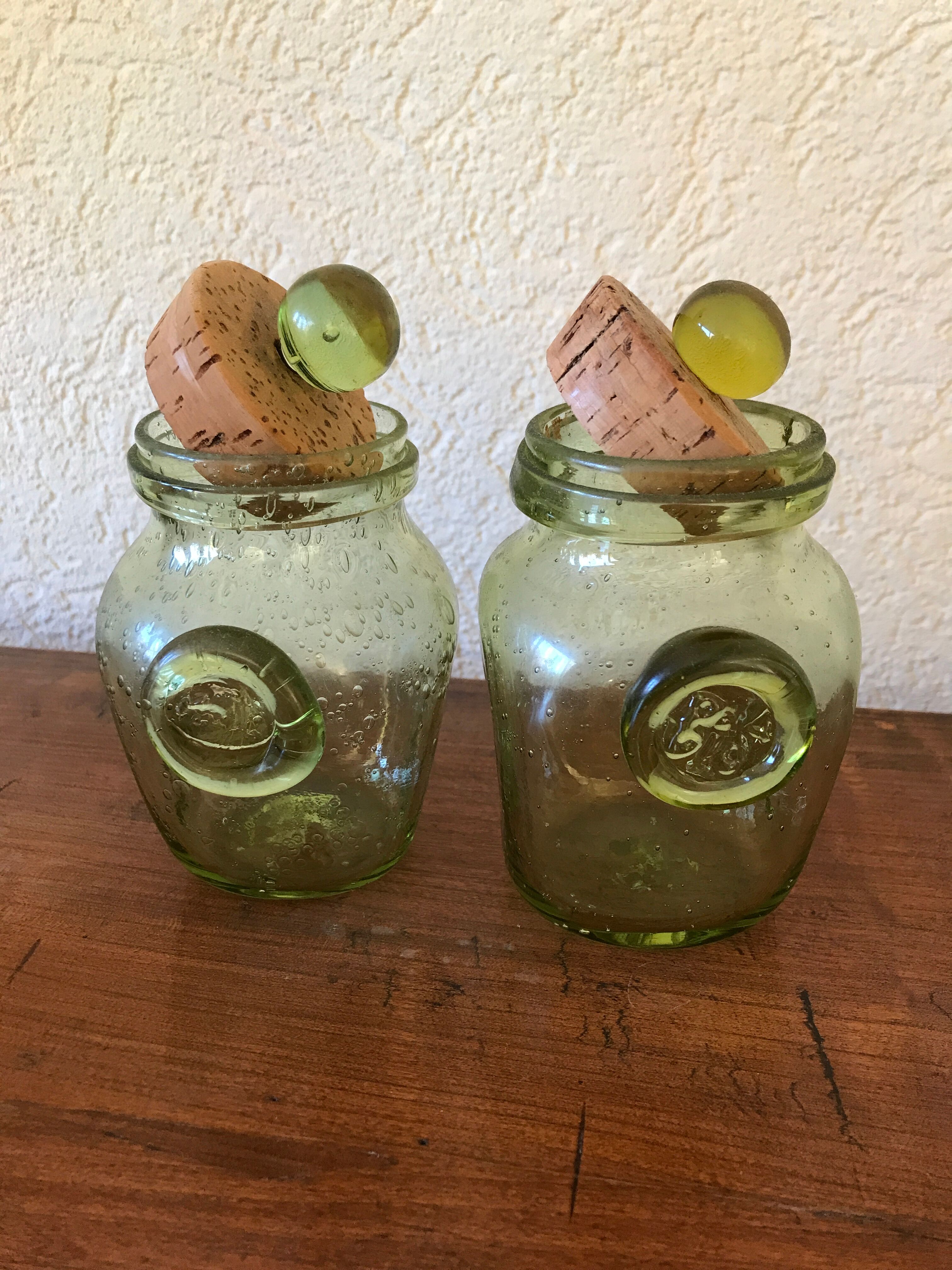 Set of 2 Biot jars with cork stoppers