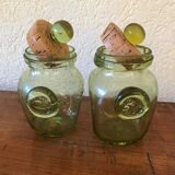 Set of 2 Biot jars with cork stoppers