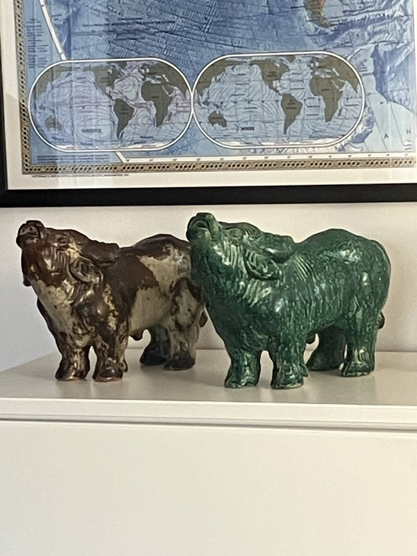 One-of-a-kind monumental pair: ultra-rare knud kyhn water buffaloes –