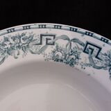 Assiettes dépareillées anciennes Digoin, Salins, Moulin des Loups vertes et bleues