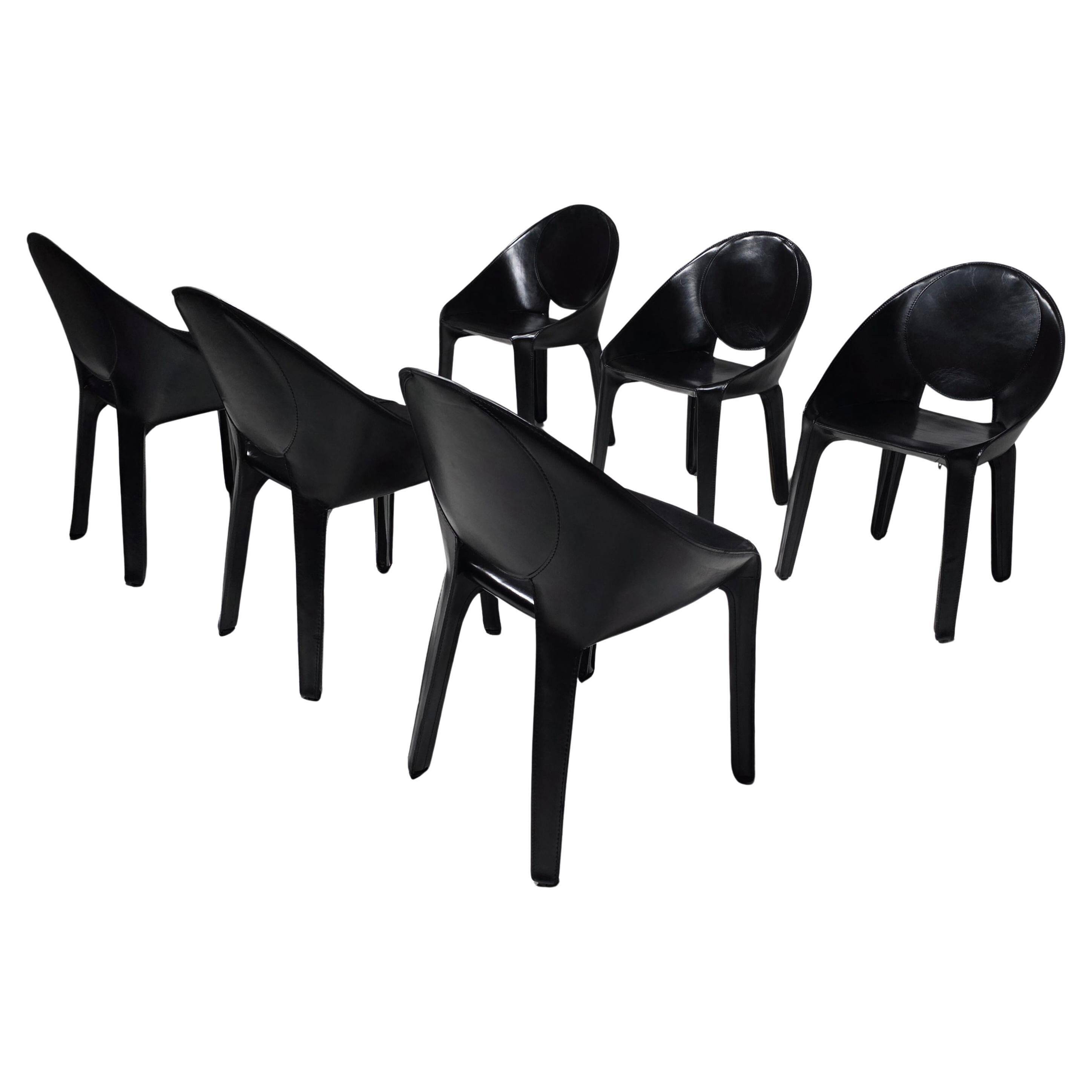 Set of six "Lira" dining chairs by Mario Bellini for Cassina, Italy, 1980s.
