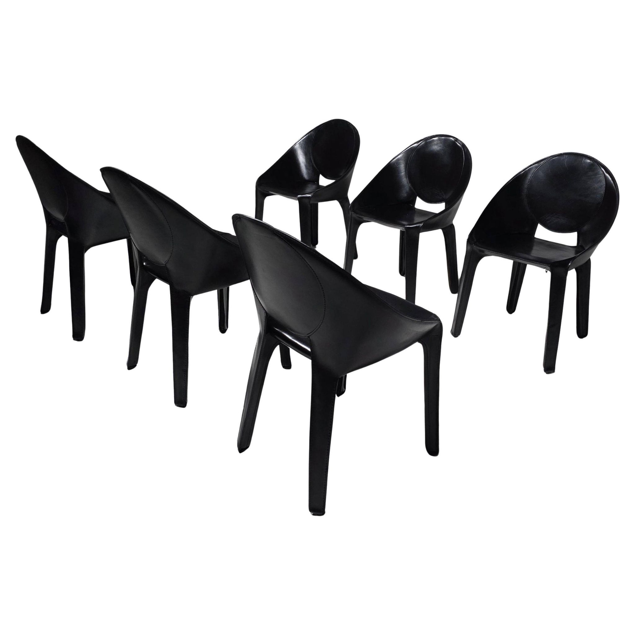 Set of six "Lira" dining chairs by Mario Bellini for Cassina, Italy, 1980s.