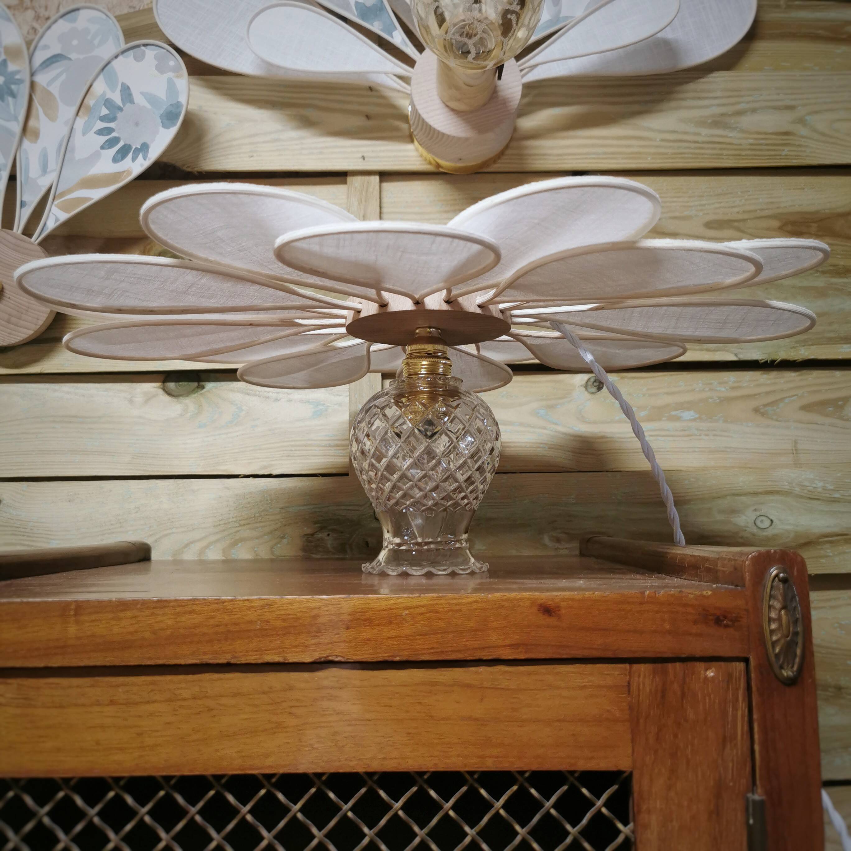 Vintage flower petal and globe lamp