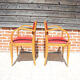 2 anciens fauteuils bridge bois & skai rouge