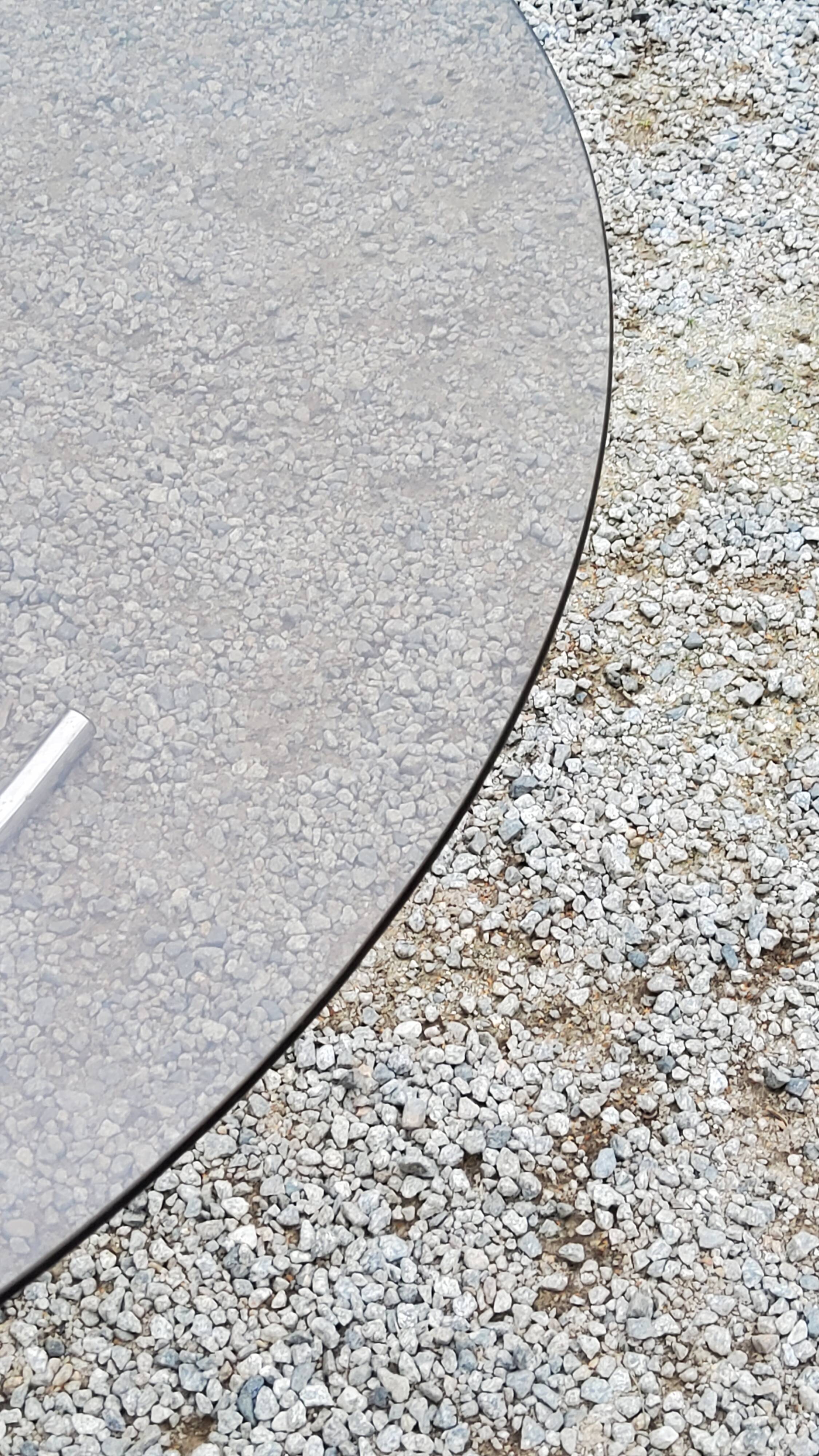 Dining table from the 70s top smoked glass base chrome