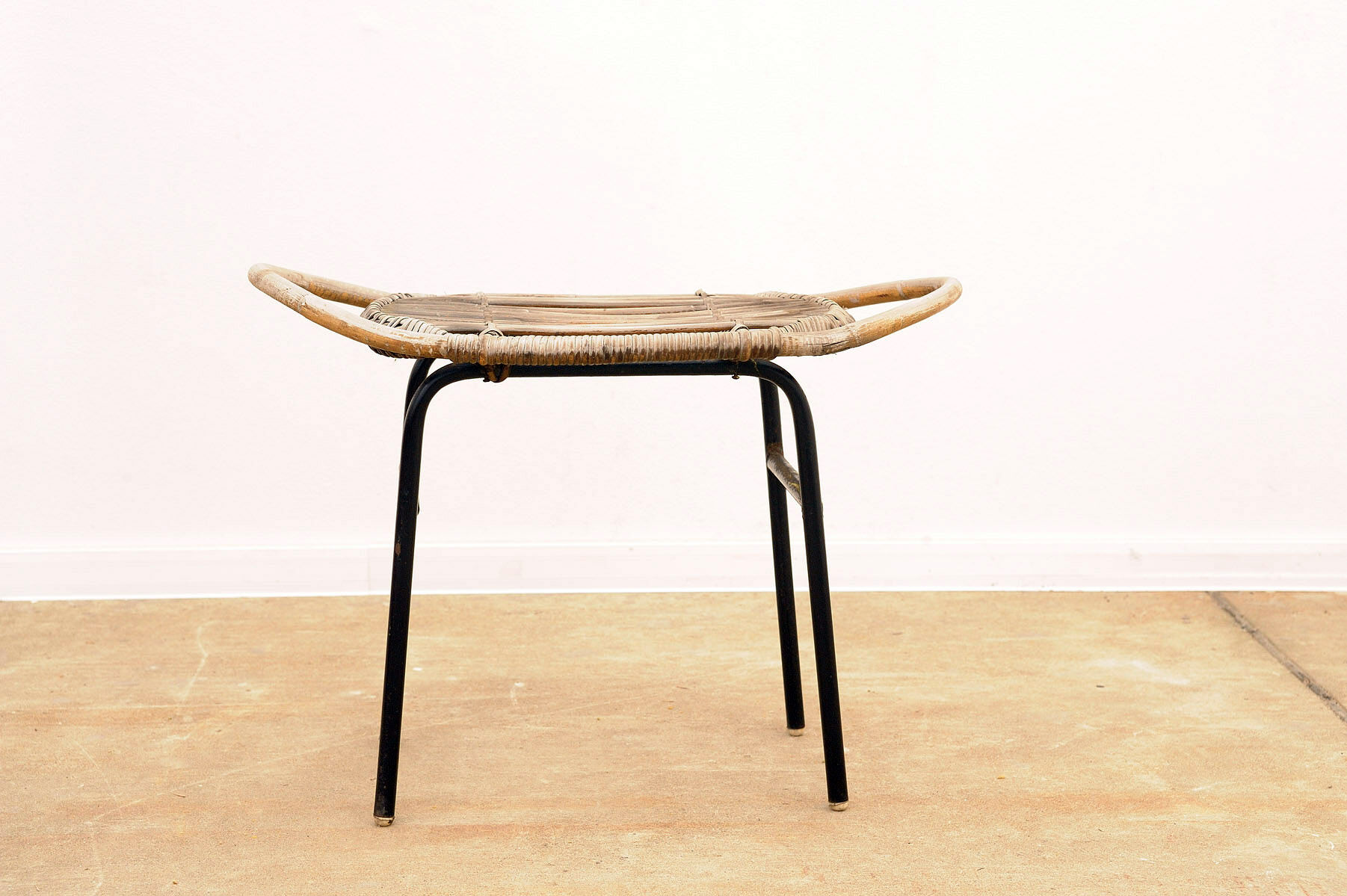 Mid century rattan stool by Alan Fuchs for Uluv 1960´s Czechoslovakia