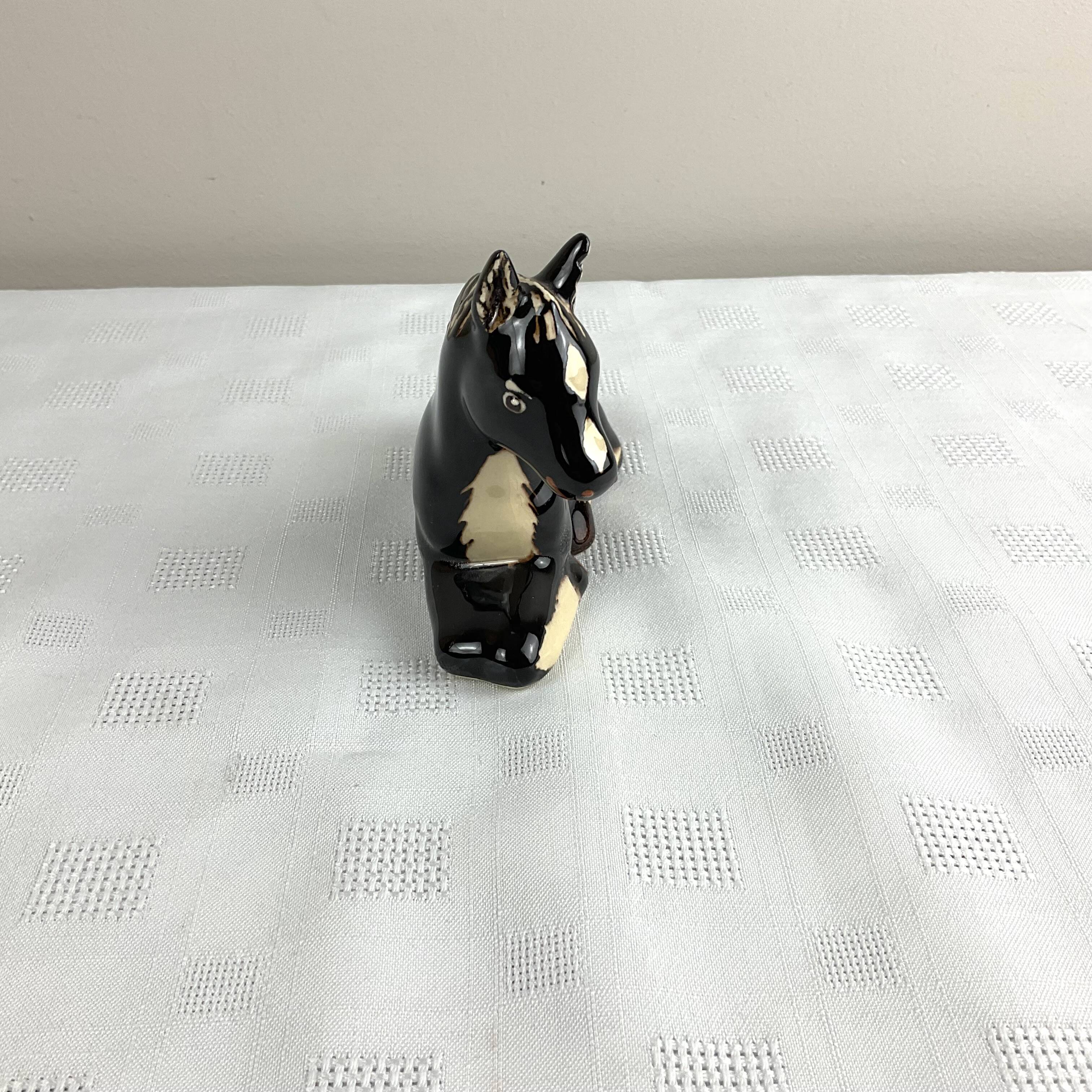 Old ceramic pencil holder horse figurine