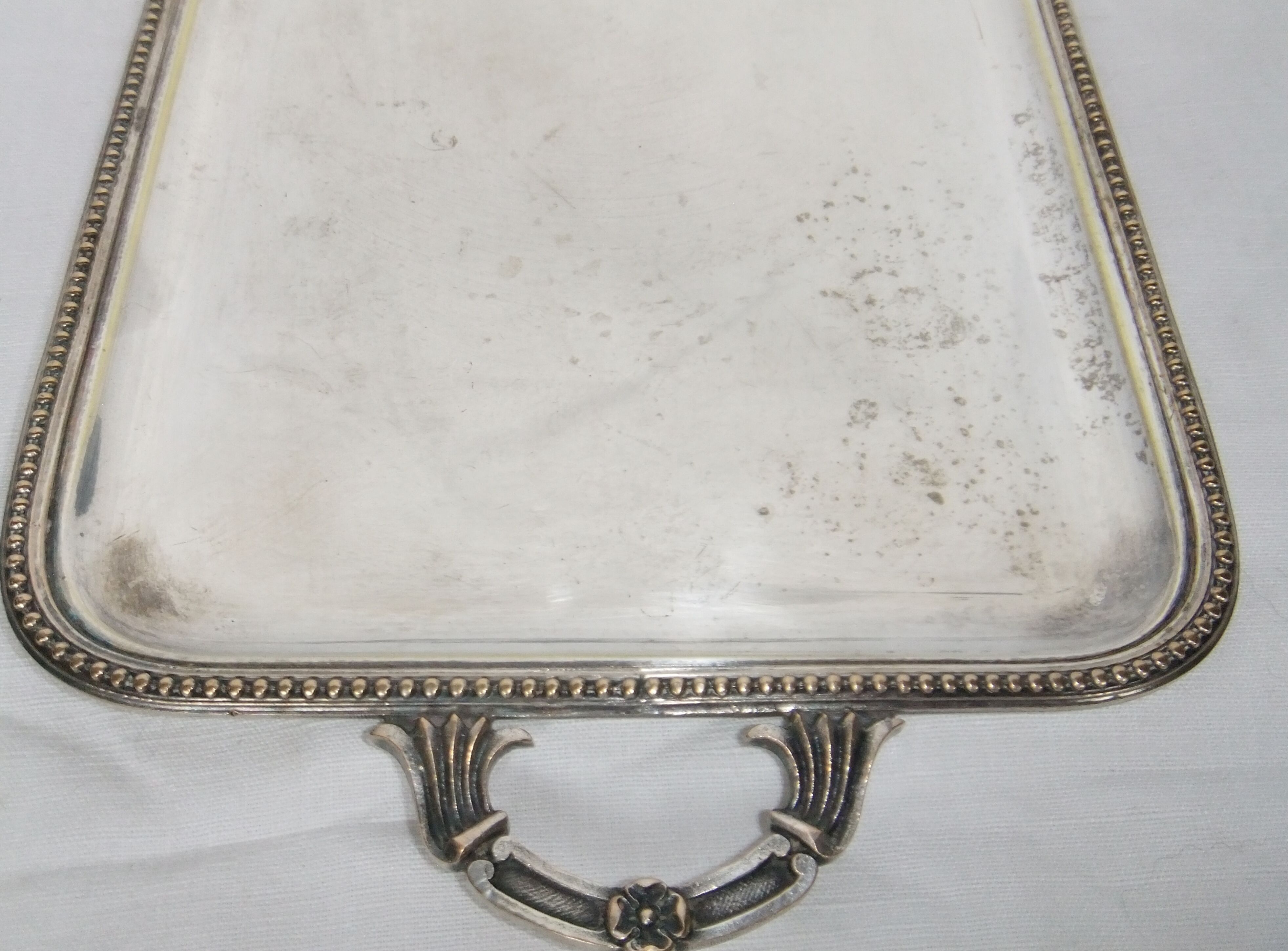 Serving tray with liqueur or other silver metal old art nouveau hallmark