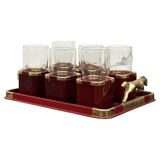 Hollywood Regency Glasses and Tray Set by Hans Turnwald, 1970s, Set of 7