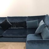 Blue Velvet Corner Sofa