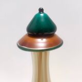 Beige Encased and Hand-blown Glass Decanter Bottle, Italy