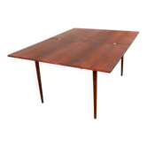 Danish extendable dining table in rosewood and brass by Poul Volther