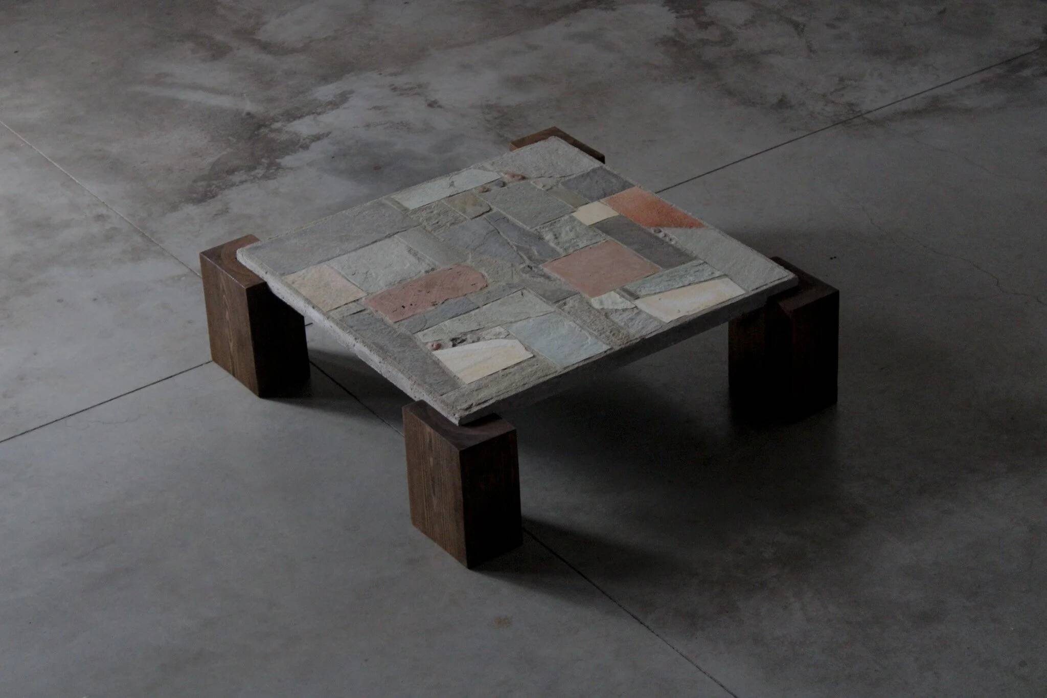 Concrete and stone coffee table - Netherlands 1960s